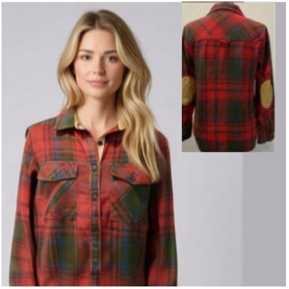 Roots red and green plaid button-down shirt Size Medium - Picture 1 of 16